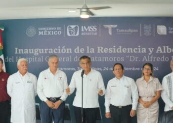 Inaugura Américo albergue y residencia en hospital de Matamoros durante enlace con el presidente AMLO