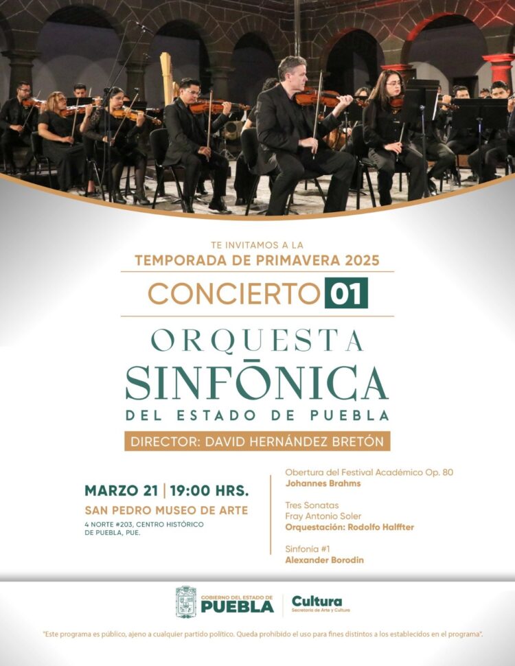 Orquesta Sinfónica del Estado de Puebla iniciará conciertos de primavera
