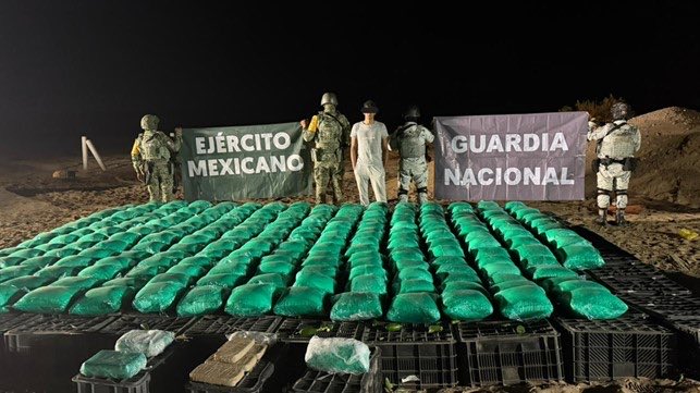 Detienen en Sonora a chofer con más de una tonelada de metanfetamina, fentanilo y goma de opio