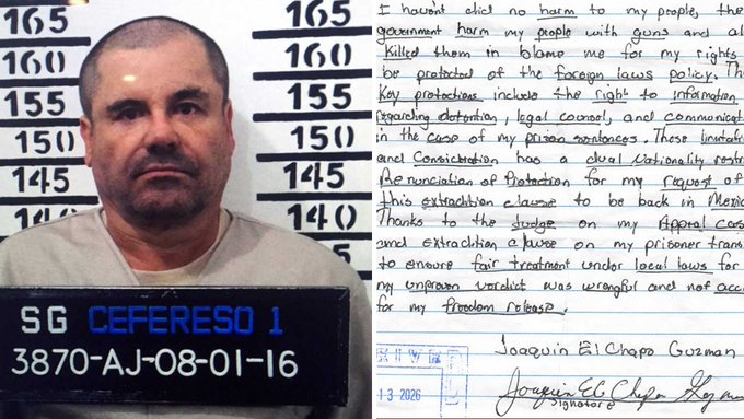 “El Chapo” insiste en volver a México y solicita liberación anticipada en nueva carta a corte de EU