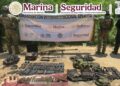 Marina destruye 49 explosivos y asegura armas y droga durante operativo en Sinaloa
